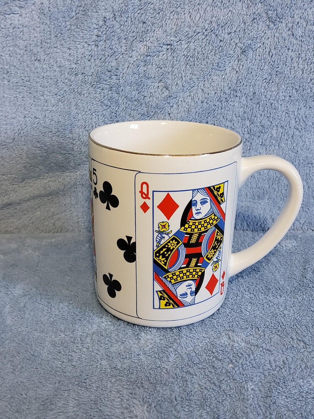 Vintage 1991 CBK LTD Casino Playing Cards Poker Coffee Cup Mugs with Gold Trim
